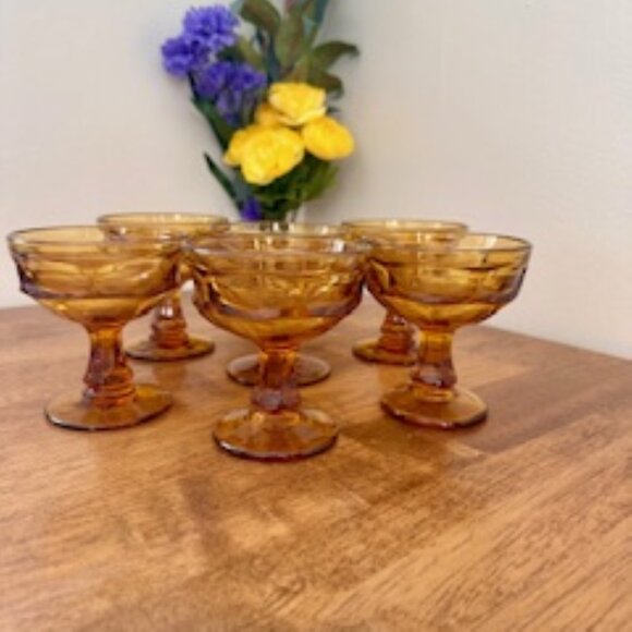 Vintage Libbey Rock Sharpe Amber Ashburton Sherbet Glasses – Set of 6 Mid-Centur - Picture 7 of 7